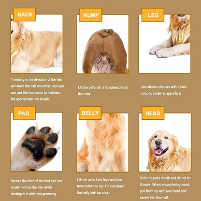 2 in 1 Pet Paw Hair Trimmer Electric Multi Dog Hair Clippers for Thick Coat Cordless Grooming Tool Kid Hair Clipper for Child Rechargeable for Medium and Large Dogs and Cats Face Ear Rump