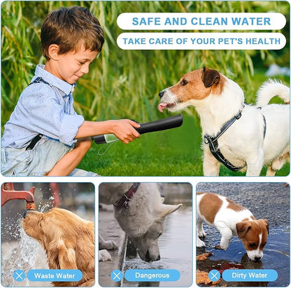 Dog Water Bottle with Food Container - Collapsible Portable Dog Water Dispenser Leak Proof Puppy Drinking Cup, Dog Travel Water Bowls Accessories for Pet Outdoor Walking Hiking (Black)