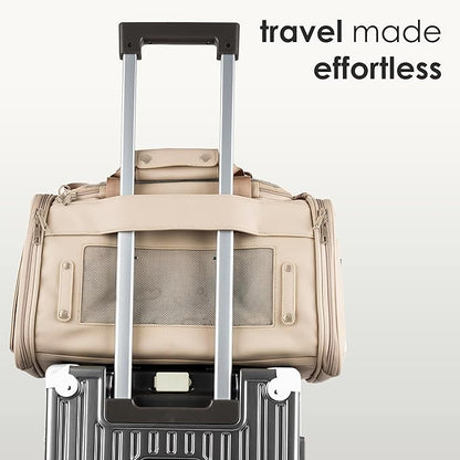 TSA Airline Approved PU Leather Luxury Pet Carrier - Size XS/S - for Small Dogs and Cats