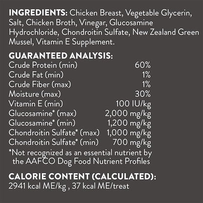 Dogswell Jerky Hip and Joint Dog Treats Grain Free Made in USA Only, Glucosamine and Chondroitin, 12 oz Chicken