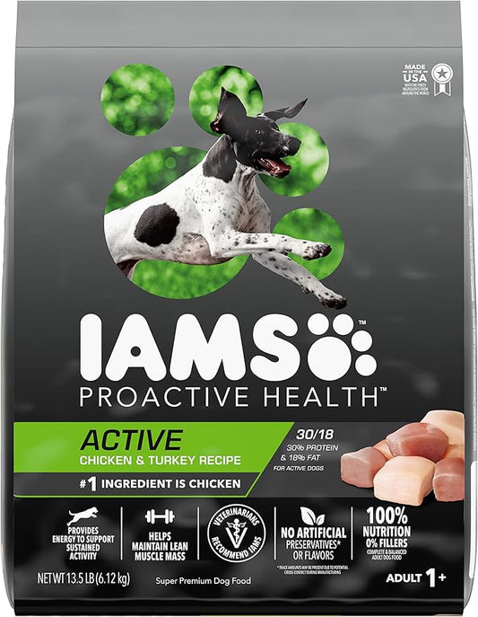Iams Proactive Health Adult Active Dry Dog Food with Chicken and Turkey, 13.5 lb. Bag