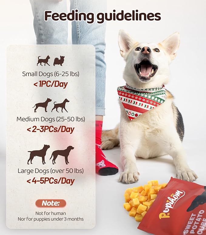 16OZ Dog Treats， Sweet Potato Cube, Dog Training Reward Snacks for Small Medium Large Dogs， High Protein Dog Chewy Treats Healthy Teeth and Coat