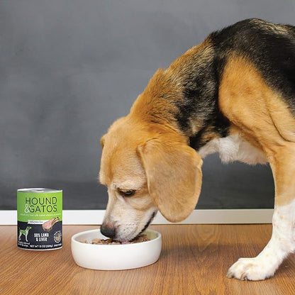 Hound & Gatos Wet Dog Food, 98% Lamb & Liver, case of 12, 13 oz cans