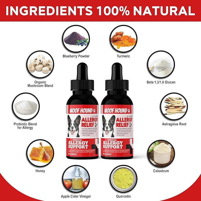 Dog Allergy Relief Formula Twin Pack (x2), Anti-Itch Skin & Coat Supplement, Dog Itching Skin Relief, Anti Itch for Dogs, Itchy Skin Relief for Dog, Dog Allergy Support, (4floz)