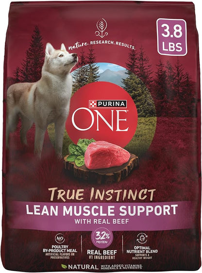 Purina One True Instinct Lean Muscle Support With Real Beef Natural With Added Vitamins, Minerals and Nutrients High Protein Dog Food - 3.8 lb. Bag