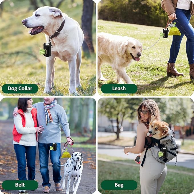 RASSE Dog Poop Bags Dispenser - Dog Poop Bags Holder for Leash Attachment - Zipper Pouch with Carabiner Clip, 1680D Nylon Oxford Waste Bag Dispenser & Handfree Holder Metal