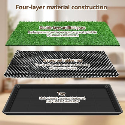 Dog Grass Pad with Tray, Dog Potty Grass for Puppy Training, Artificial Fake Grass for Dogs to Pee on Indoor Outdoor