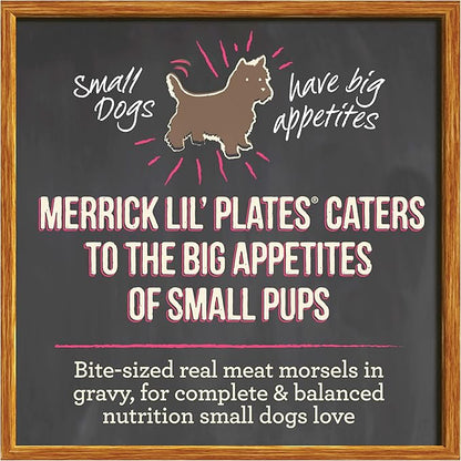Merrick Lil’ Plates Grain Free Wet Dog Food, Dainty Duck Medley in Gravy, Grain Free & Natural Dog Food for Small Breed Adult Dogs 3.5 Ounce (Pack of 6)