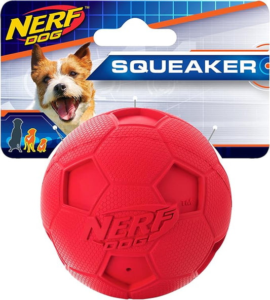Nerf Dog 2.5in Soccer Squeak Ball - Red, Dog Toy