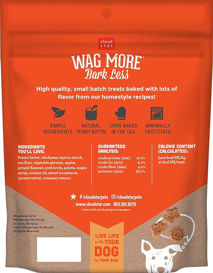 Cloud Star Corp, Wag More Bark Less Soft & Chewy Grain Free Peanut Butter & Apples Dog Treats
