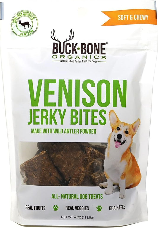 Buck Bone Organics Venison Jerky Bites with Real Antler Powder, Made in The USA… (4 OZ)