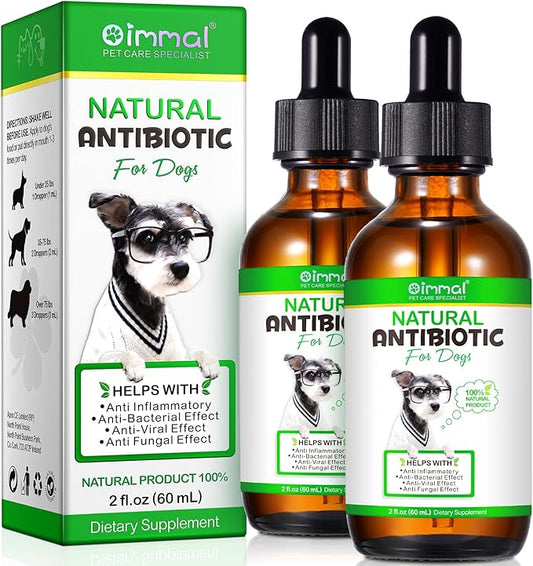 Antibiotics for Dogs, Natural Dog Antibiotics Supports Dog Allergy and Itch Relief, Dog Supplies Antibiotics, Dog Multivitamin for Pets, Bacon Flavor - 60ml x 2