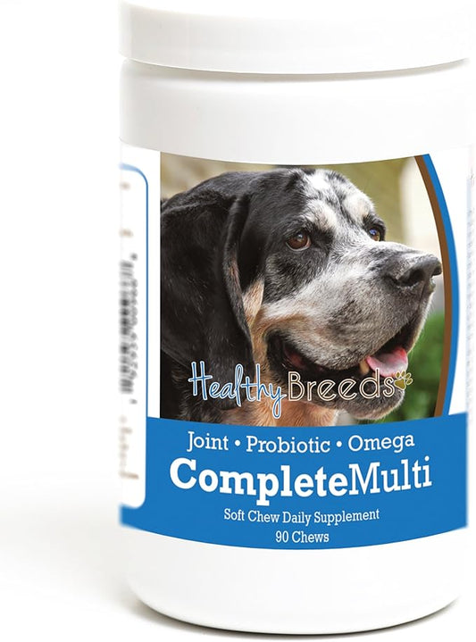 Healthy Breeds Bluetick Coonhound All in One Multivitamin - Complete with Probiotics, Glucosamine, Chondroitin & Omegas - 90 Soft Chewy Treats