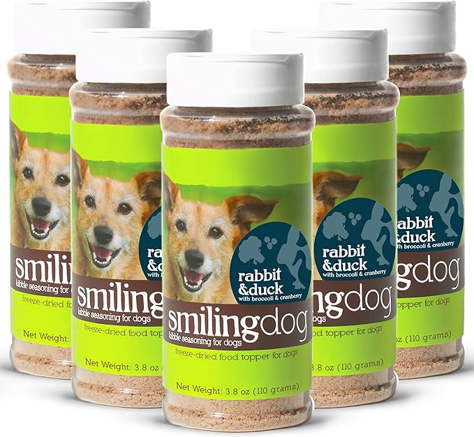 Herbsmith Kibble Seasoning – Freeze Dried Rabbit & Duck – DIY Raw Coated Kibble Mixer - Dog Food Topper for Picky Eaters, 3.8 oz [Bundle x5 Units]