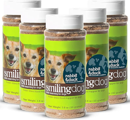 Herbsmith Kibble Seasoning – Freeze Dried Rabbit & Duck – DIY Raw Coated Kibble Mixer - Dog Food Topper for Picky Eaters, 3.8 oz [Bundle x5 Units]