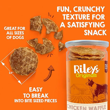 Riley's Waffles Chicken Chips for Dogs with Turmeric, USA Sourced Chicken Dog Treats - Limited Ingredient Healthy Treats, Dehydrated Jerky Dog Treats