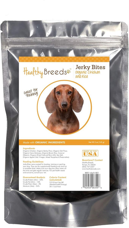 Healthy Breeds Dachshund Jerky Bites Chicken & Rice Recipe Dog Treats 5 oz