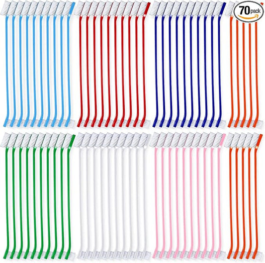 70 Pieces Dog Tooth Brush Pet Toothbrush Soft Grooming Dogs Toothbrush Dog Double Sided Toothbrush Puppy Long Handle Tooth Brush for Large and Small Teeth Cleaning Dental Oral Care (Colorful)