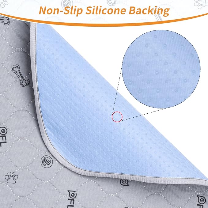 Washable pee pads for dogs, 4Pack Reusable Puppy Training Pads 34x36, Absorbent Whelping Pads with Bone Print, Non-Slip Waterproof Pet Training Pads for Couch, Crate, Potty Training