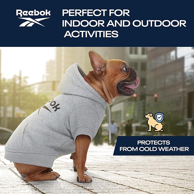 Reebok Dog Hoodie – Fleece Dog Sweater with Leash Hole, Cold Winter Dog Sweatshirt for Small Medium and Large Dogs, Premium Dog Fall Sweater Pullover Hoodie, Cozy Warm Perfect Dog Christmas Outfit