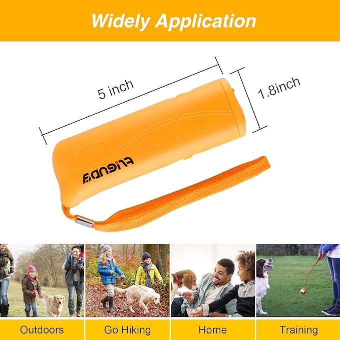 Frienda LED Ultrasonic Dog Trainer Device 3 in 1 Stop Barking Stop Bark Handheld Dog Training Device (Yellow)