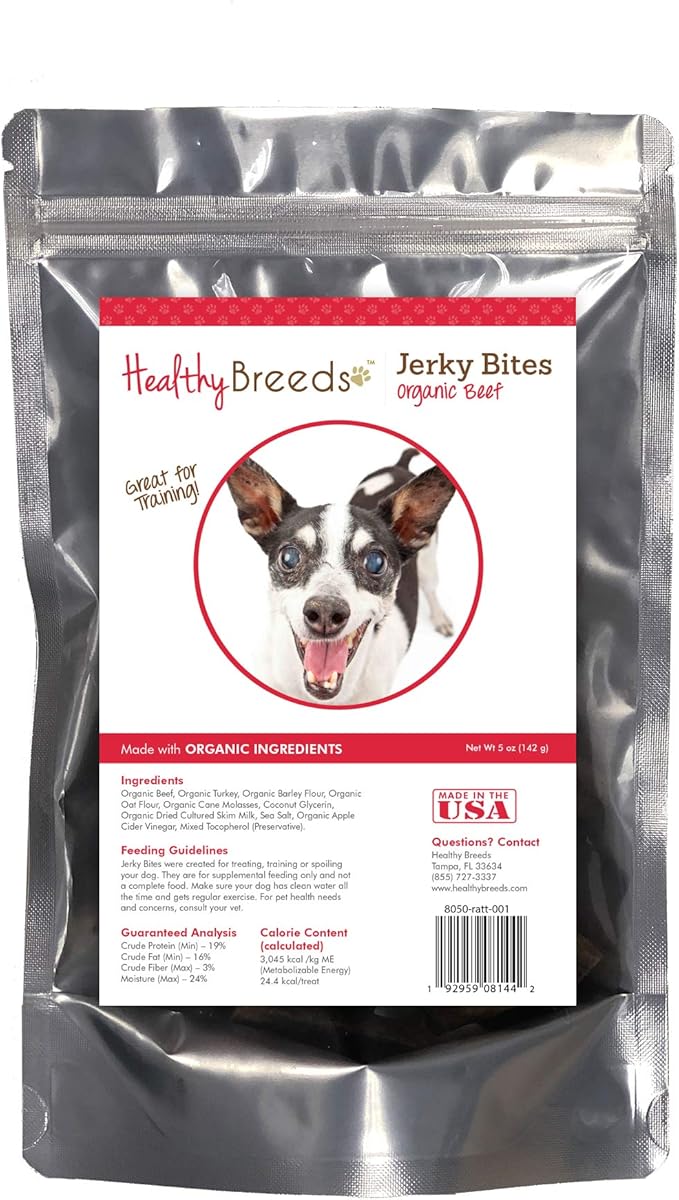 Healthy Breeds Rat Terrier Jerky Bites Beef Recipe Dog Treats 5 oz