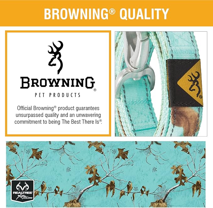 Browning Classic Camo Dog Leash, Realtree Xtra Seaglass, 6ft X 1in, Teal