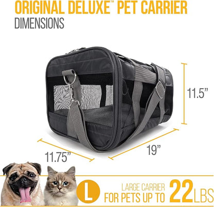 Sherpa Original Deluxe Travel Pet Carrier, Airline Approved - Charcoal Gray, Large & Delta Airlines Travel Pet Carrier, Airline Approved & Guaranteed On Board - Black, Medium