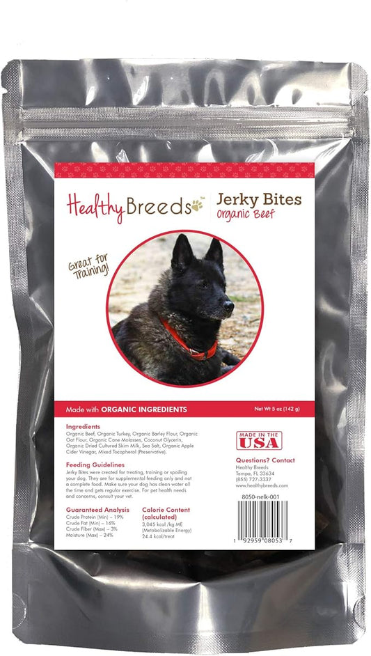 Healthy Breeds Norwegian Elkhound Jerky Bites Beef Recipe Dog Treats 5 oz