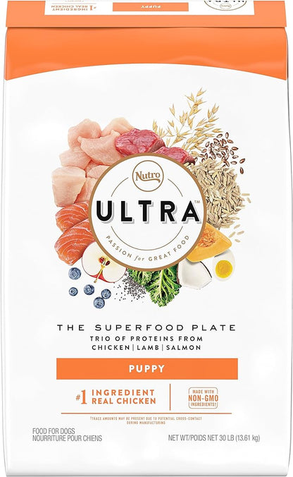 NUTRO ULTRA High Protein Natural Dry Dog Puppy Food with a Trio of Proteins from Chicken Lamb and Salmon, 30 lb. Bag