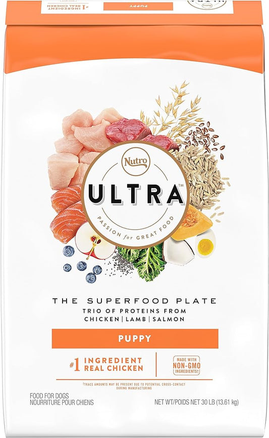 NUTRO ULTRA High Protein Natural Dry Dog Puppy Food with a Trio of Proteins from Chicken Lamb and Salmon, 30 lb. Bag
