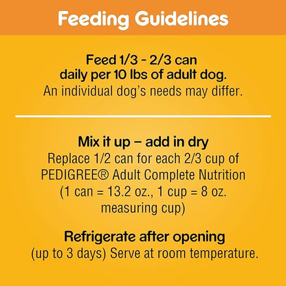 PEDIGREE CHOPPED GROUND DINNER Adult Canned Soft Wet Dog Food, Filet Mignon & Bacon Flavor, 13.2 oz. Cans (Pack of 12)