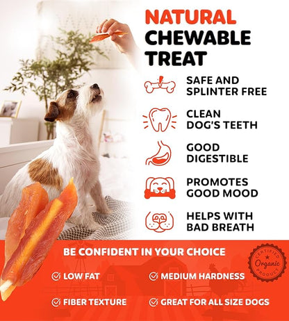 Chicken Jerky Wrapped Rawhide Sticks - Supports Dental Health Dog Treats, Grain Free, High Protein, Low-Calorie - Real Chicken - Chews, 12 oz