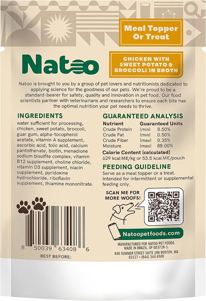 NATOO Dog Food Topper for Picky Eaters & Dog Treat (Chicken, Sweet Potato & Broccoli), Dog Toppers for Dry Food, Wet Meal Toppers for Dogs & Puppies, Limited Ingredient Dog Food, 3 oz (Case of 20)