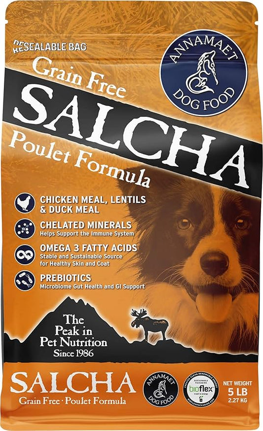 Annamaet Grain-Free Salcha Poulet Formula Dry Dog Food, (Chicken & Duck), 5-lb Bag