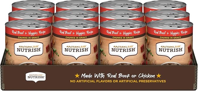 Nutrish Rachael Ray Chunks in Gravy Wet Dog Food, Real Beef & Veggies Recipe, 13 Ounce (Pack of 12)