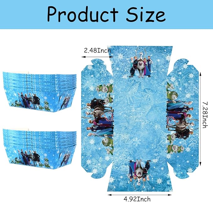 40 Pcs Frozen Party Decorations, Frozen Paper Food Trays, Frozen Party Decorations Party Favors Food Serving Tray Paper Food Boats for Frozen Birthday Party Supplies