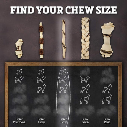 Rawhide Dog Treats | Healthy, Grass-Fed Buffalo Jerky Raw Hide Chews | Hickory Smoked Flavor | Jerky Twist, 40 Count(Pack of 1)