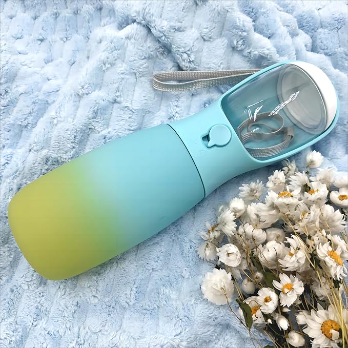 Travel Dog Water Bottles, Portable Dog Essentials for Outdoor, Trendy Dog Accessories for Small Medium Large Dogs, Food Grade Dog Water Bowl Dispenser, Gifts for Dog (19Oz, Blue&Green)