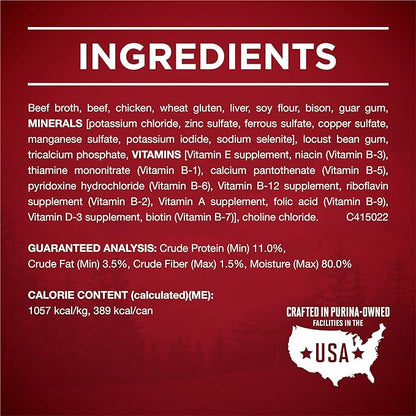 Purina ONE High Protein Wet Dog Food True Instinct Tender Cuts in Dog Food Gravy With Real Beef and Bison - (Pack of 12) 13 oz. Cans