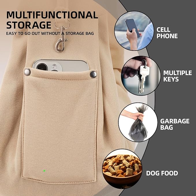 Dog Carrier Sling - Reversible Puppy Carrier Purse with Storage Pocket, Hand-Free Dog Sling Carrier for Carry Small Dogs and Cats，Travel Safety Harness, Dog and cat Harness (Apricot)
