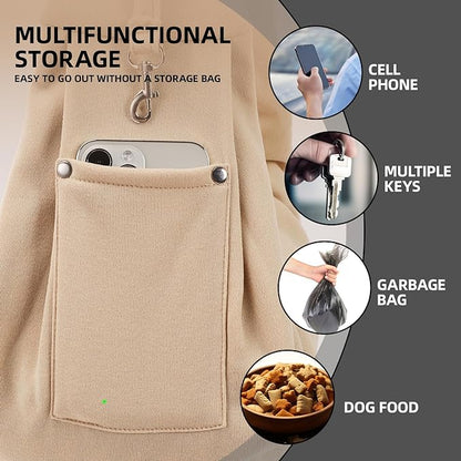 Dog Carrier Sling - Reversible Puppy Carrier Purse with Storage Pocket, Hand-Free Dog Sling Carrier for Carry Small Dogs and Cats，Travel Safety Harness, Dog and cat Harness (Apricot)
