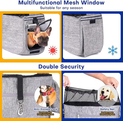 Dog Sling Carrier for Medium Dogs Small Dogs 10-20lbs, Dog Carrier Sling, Pet Carrier Sling with Breathable Windows, Hard Bottom, Hand-Free for Outdoor Travel (Grey)