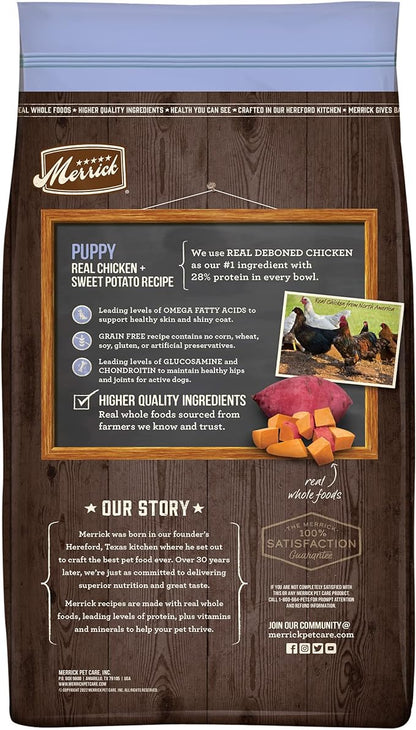 Merrick Dry Puppy Food, Real Chicken and Sweet Potato Grain Free Dog Food Recipe - 10 lb. Bag