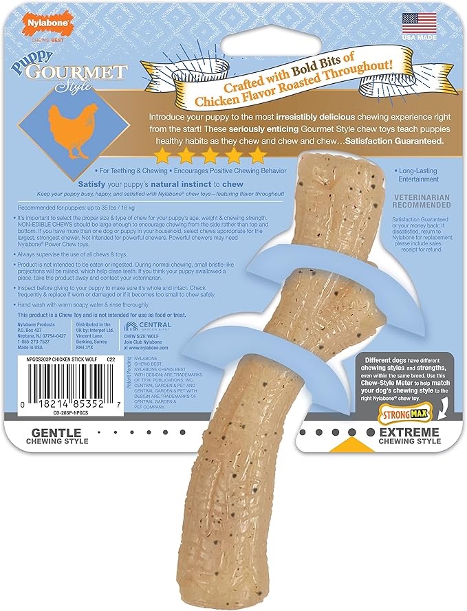 Nylabone Puppy Gourmet Style Strong Chew Toy Chicken Medium/Wolf (1 Count)
