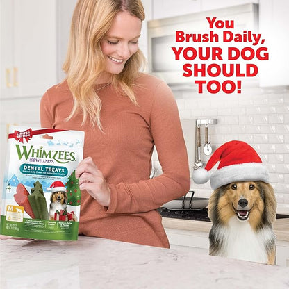 Whimzees by Wellness Holiday Natural Grain Free Dental Chews for Dogs, Medium Breed, 6 count