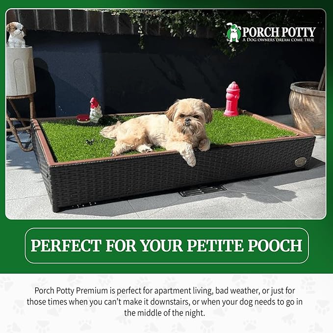 Porch Potty Artificial Grass for Dogs with Sprinkler - Top of The line Premium Quality 26x50x7 Reusable Potty Training Pads for Dogs - Washable Pee Pad for Dogs - Instant Drainage - 4x2 Ft Grass Area