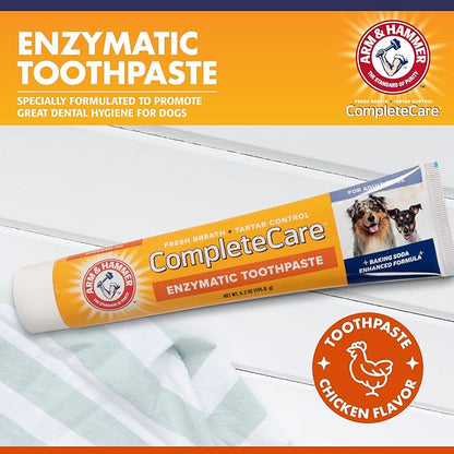 Arm & Hammer Complete Care Enzymatic Dog Toothpaste, 6.2 oz - Dog Toothpaste for Puppies and Adult Dogs, Arm and Hammer Toothpaste for Dogs - Pet Toothpaste, Dog Dental Care and Clean Dog Teeth