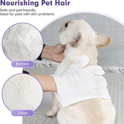 cyeollo Pet Cleaning Wipes for Dogs Fur & Butt, Dog Dry Grooming Bath Glove Wipes for Deodorizing, Lick Safe Cats Cleaning Wipes, Wash Free, 24PCS