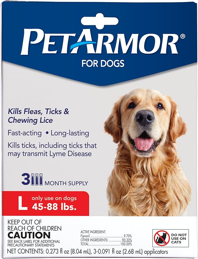 PetArmor for Dogs, Flea and Tick Treatment for Large Dogs (45-88 Pounds), Includes 3 Month Supply of Topical Flea Treatments